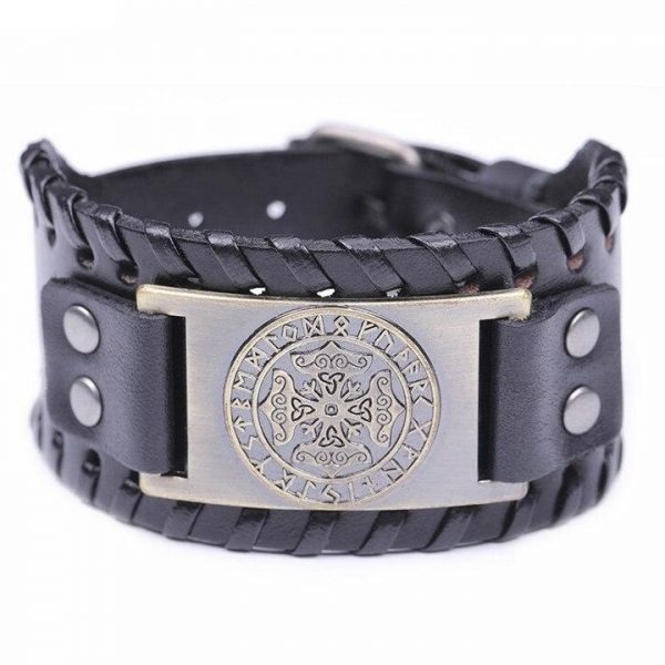 Bracelet Viking<br> Quatre Mjöllnir et Runes (Bronze)