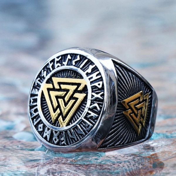 Bague Valknut en acier - Image 3