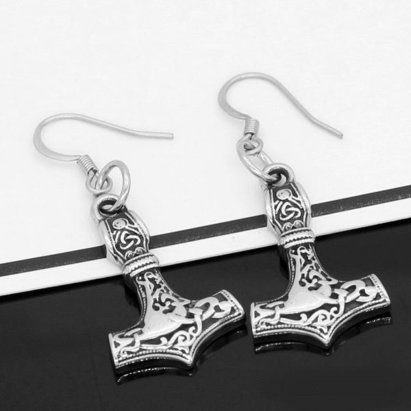 Boucles d'oreilles Mjolnir en acier inoxydable - Image 5