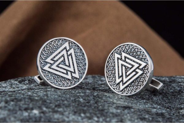 Bouton de manchette - Valknut en Argent Massif