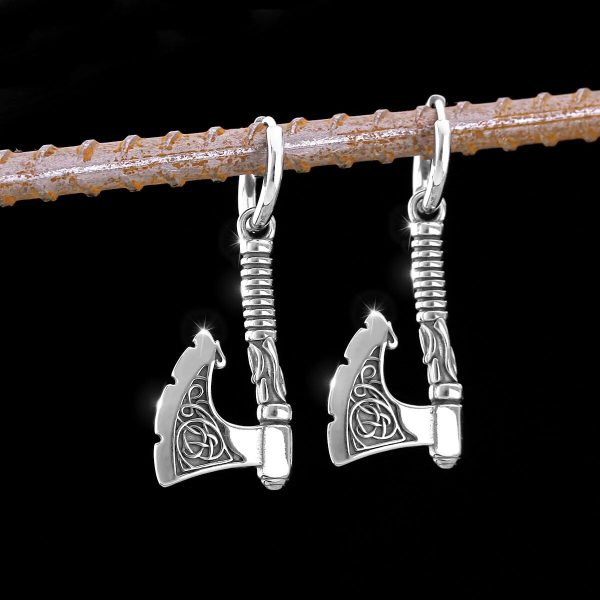 Boucles d'oreilles vintage en forme de haches viking en acier inoxydable