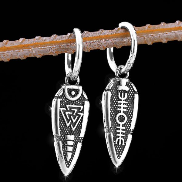 Boucles d'oreilles créatives pour hommes Viking en acier inoxydable à personnalité : symbole Valknut