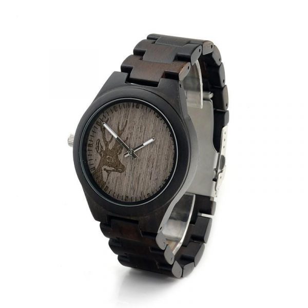 Montre En Bois Gravure Cerf