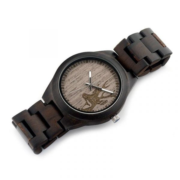 Montre En Bois Gravure Cerf - Image 3