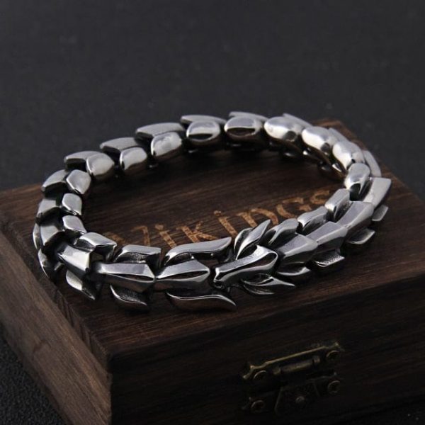 Bracelet ouroboros viking pour hommes en acier inoxydable plusieurs couleurs - Image 6