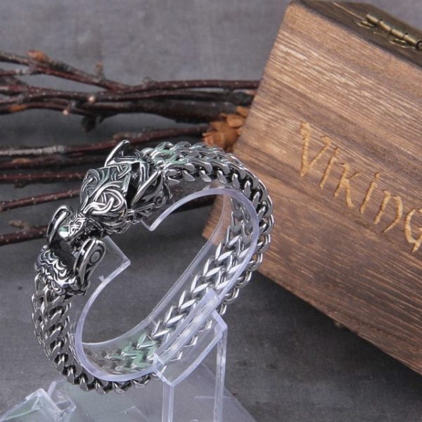 Bracelet ouroboros viking pour hommes en acier inoxydable plusieurs couleurs - Image 3